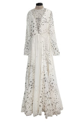 Spectacular Spring 2017 Valentino by Pierpaolo Piccioli Runway Look 52 Zandra Rhodes Print White Silk Chiffon Dress