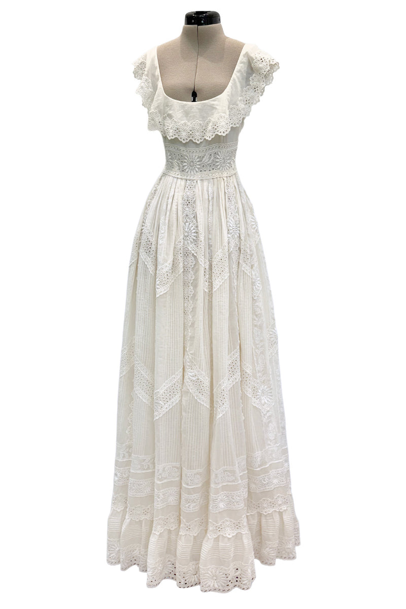 Romantic Resort 2015 Valentino by Pierpaolo & Piccioli & Maria Grazia Chiuri Cotton Embroidered Dress w  Flower Belt