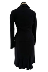 Pre-Fall 2011 Christian Dior by John Galliano Black Silk Suit w Back Flared Skirt & Gathered Detailed Jacket