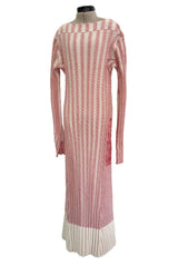 Iconic Spring 2017 Celine by  Pheobe Philo Pale Red-Pink & Ivory Knit Sweater Dress w Exaggerated Ribbing