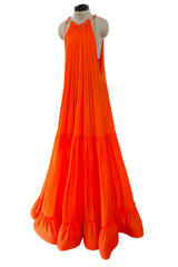Resort 2016 Stella McCartney Runway Finale Look 34 Silk Dress w Gold Metal Collar & Ruffled Hem