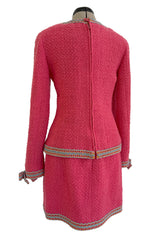 Rare & Extraordinary Spring 1994 Chanel by Karl Lagerfeld Runway Pink Suit w Corded Detail