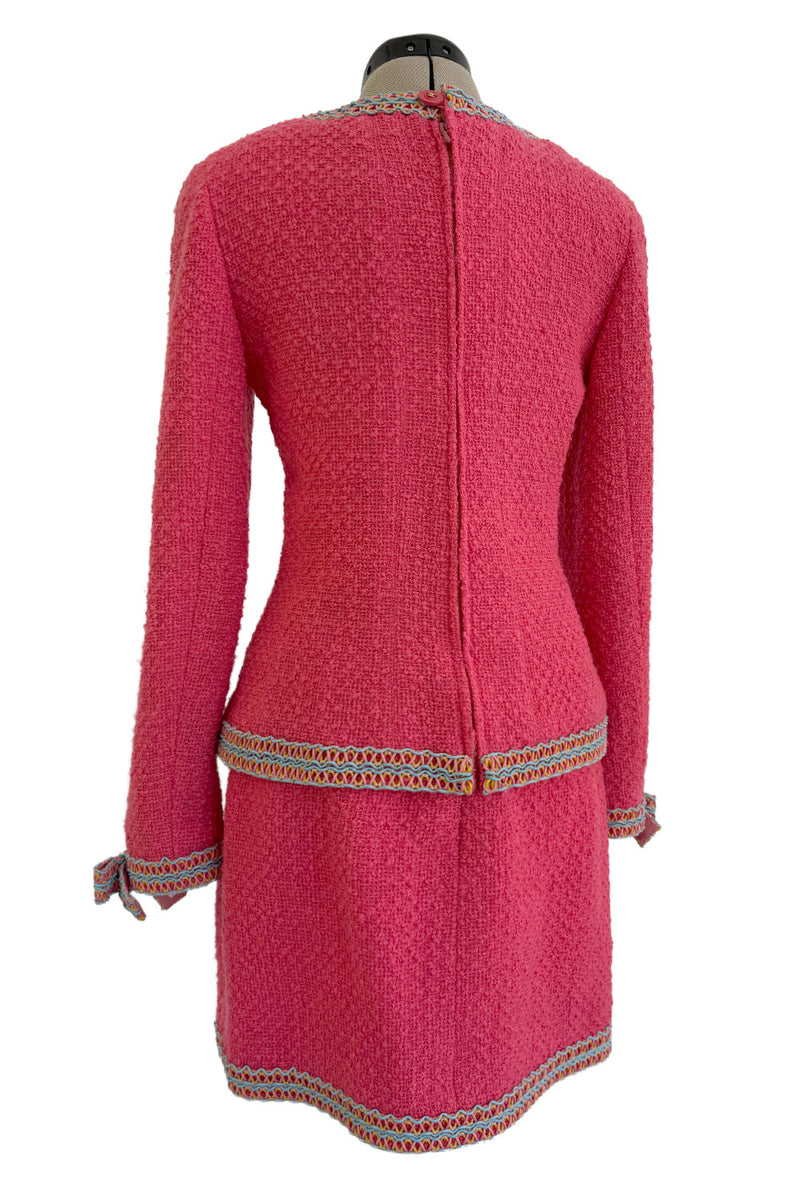 Rare & Extraordinary Spring 1994 Chanel by Karl Lagerfeld Runway Pink Suit w Corded Detail