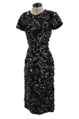 Chic Resort 2018 Michael Kors Runway Look 44 Black Dress w Elaborate Gold & Black Sequin Detailing