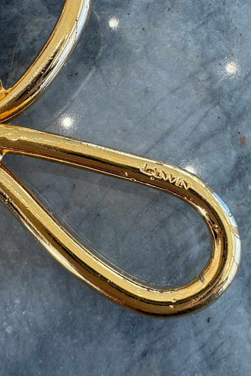Prettiest Vintage Lanvin Gold Toned Metal Hook Clasp Belt w Attached Leafs & a Bow Front
