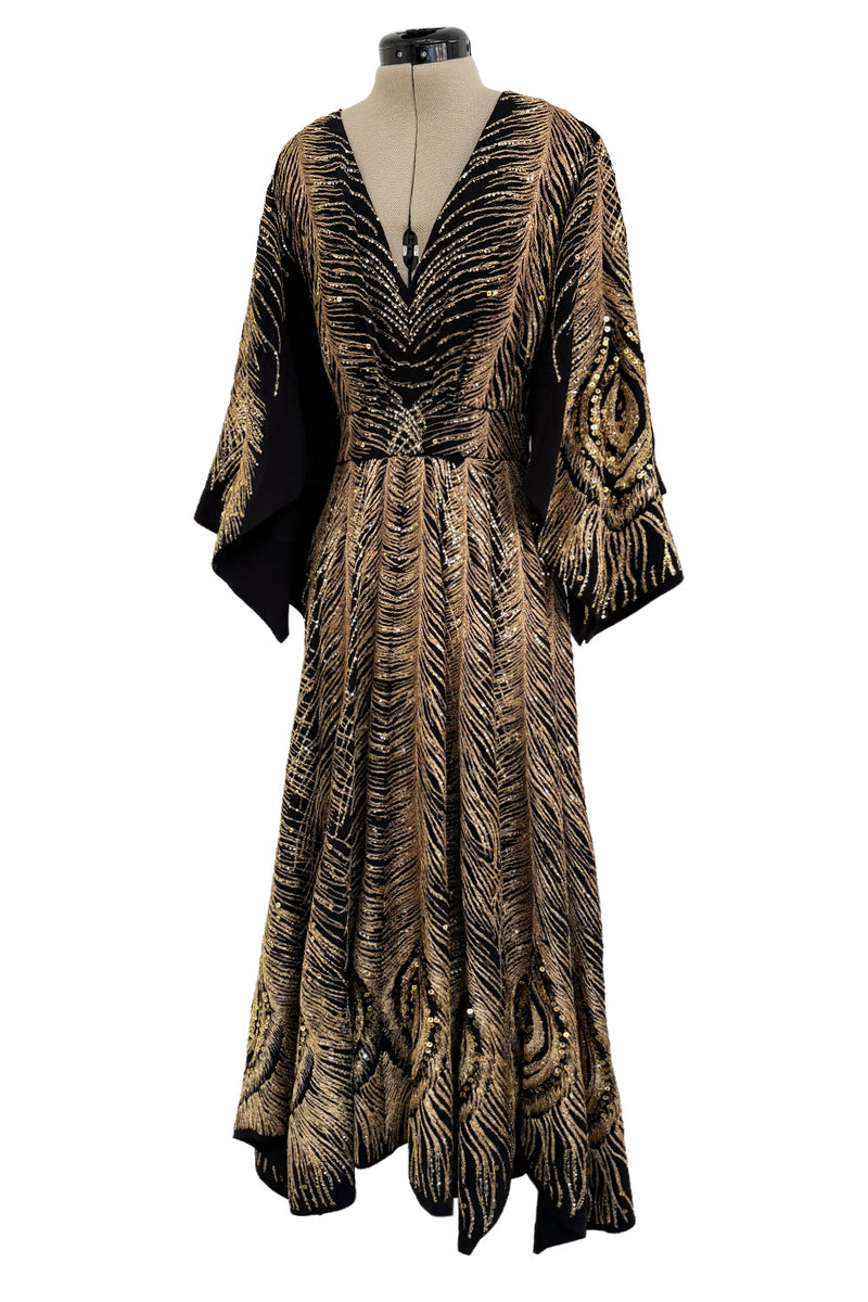 Pre-Fall 2016 Saint Laurent by Hedi Slimane Runway Look 37 Gold Metallic Thread & Sequin Feather Dress