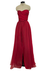 Fall 2019 Christian Dior by  by Maria Grazia Chiuri Runway Look 83 Red Silk Chiffon Playsuit & Skirt