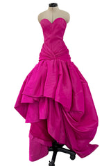 Spectacular Spring 2005 Oscar de la Renta Runway Look 53 Strapless Deep Pink Silk Dress w Full Skirts