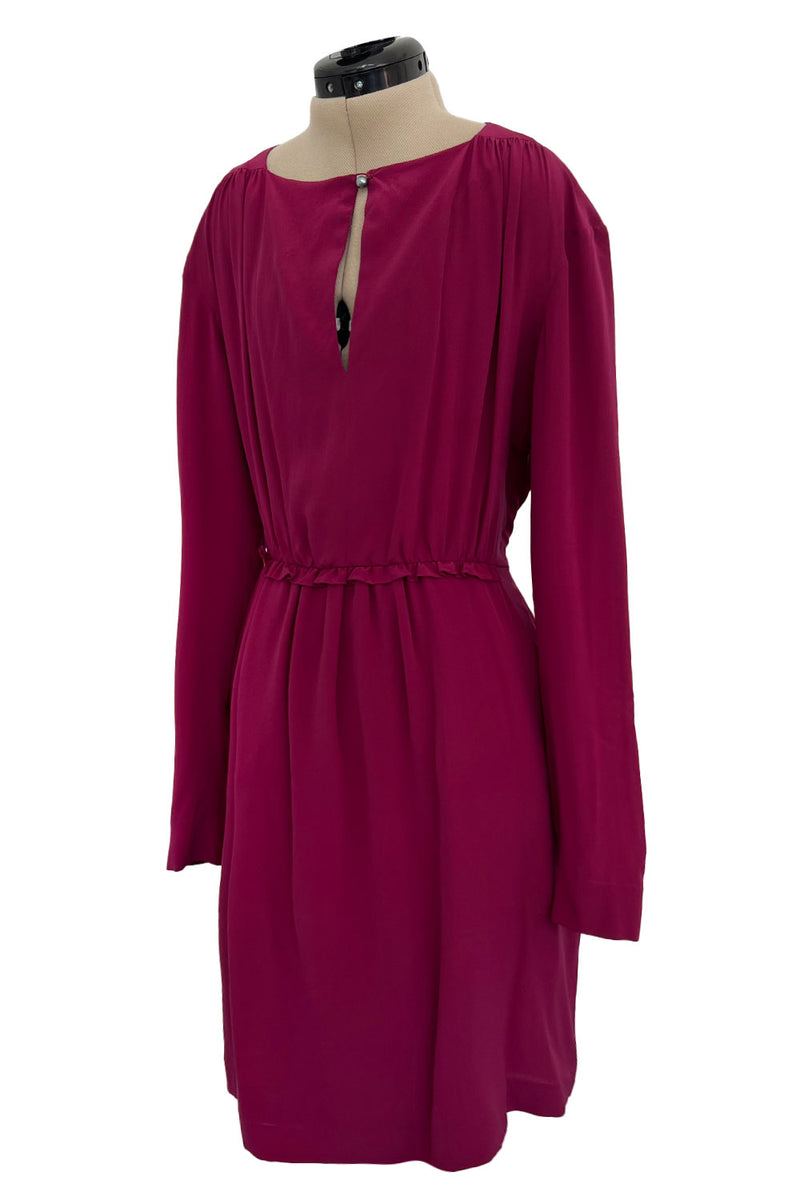 Chic Early 2000s Chloe Deep Burgundy Merlot Coloured Simple Silk Shift Dress w Ties