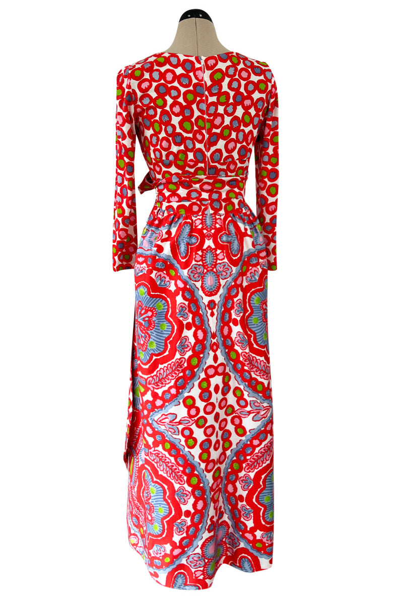 Spring 1974 Lanvin by Jules-Francois Crahay Silk & Cotton Runway Dress in Pink & Red