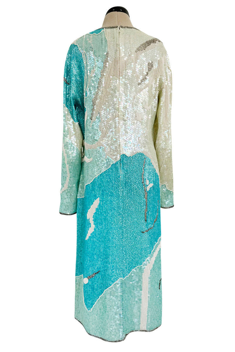 Spectacular 1983 Halston Well Documented Pastel Blues, Turquoise & Ivo Shrimpton Couture Spectacular 1983 Halston Well Documented Pastel Blues, Turquoise & Ivo Shrimpton Couture