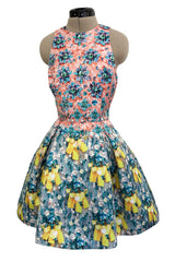 Prettiest Spring 2014 Mary Katrantzou Runway Look 19 Printed Beaded Mini Dress w Full Skirt