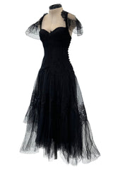 Rare Spring 2008 John Galliano Black Version of Look 13 Production Label Black Lace Dress
