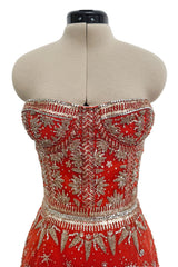 Exquisite 2020 Cucculelli Shaheen Collection 9 Strapless Hand Embroidered Carnelian Constellation Dress