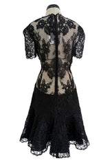 Fall 2017 Alexander McQueen by Sarah Burton Black Lace Dress w See Through Lace Back