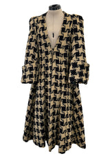 1973 Biba by Barbara Hulanicki Oversized Houndstooth Jacket w Incredible Sleeves & Shoulders