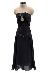 Sexy Fall 2002 Christian Dior by John Galliano Look 23 in Black Strapless Silk w Buckle Details