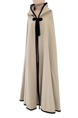 Well Documented Fall 1976 Yves Saint Laurent Hooded Cape w Braided Edges & Tassel Details