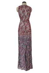 Exceptional Spring 1998 Christian Lacroix Runway Net Lace & French Blue Printed Silk Dress