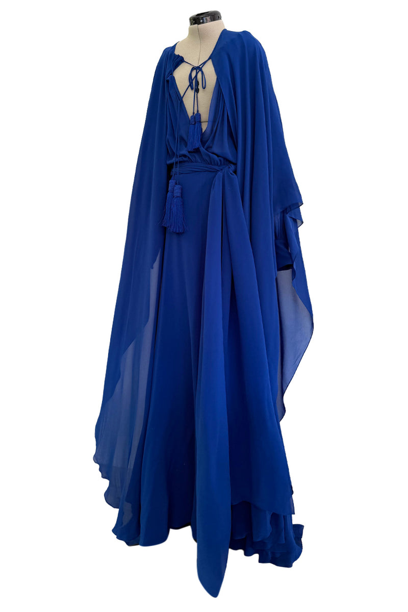 saint laurent blue dress 80s YSL One Shoulder Dress | S