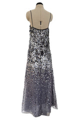 Easy-to-Wear Spring 2020 Emporio Armani Runway Look 59 Grey Silk Organza Silver Sequin Dress