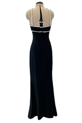 Incredible & Rare Fall 1995 Todd Oldham Runway Black Silk Creoe Dress w Large Crystal Detailing