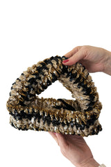 Hand Made to Order 1930s John-Fredericks Metallic Gold & Black Woven Evening Bag w Sequin Detailing