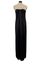 Fabulous 2008 Alexander McQueen Strapless Black Silk Dress w Vibrant Pink Patent Leather Belt