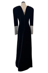 Incredible Fall 1986 Valentino by the Original Mr. Valentino Black Velvet Dress w Rhinestone Insets