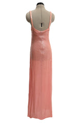 Prettiest Spring 1974 Halston Couture Pale Pastel Peach Iridescent Sequin Easy-to-Wear Tank Dress