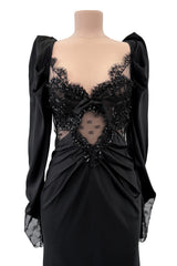 Fall 2019 Alessandra Rich Black Version of Runway Look 46 Bias Cut Silk & Sequin Lace Dress