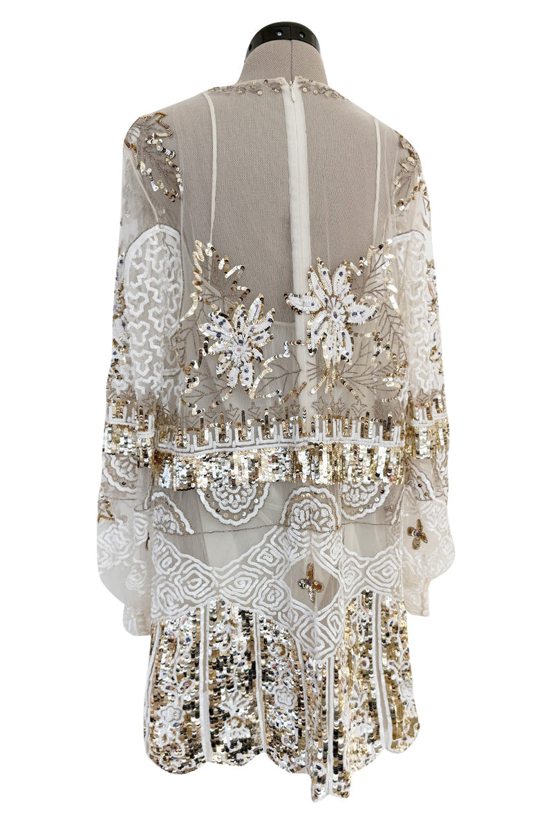 Beautiful Spring 2020 Valentino by Pierpaolo Piccioli Densely White & Gold Sequin Dress