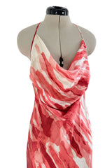 Fantastic Spring 2005 Roberto Cavalli Coral Runway Print Dress w Phenomenal Ruffled Skirt