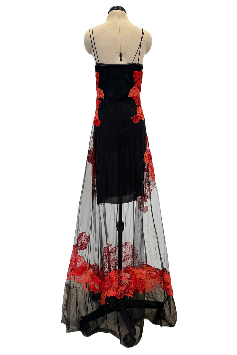 Resort 2011 Givenchy by Ricardo Tisci Look 5 Red Lace & Black Net Dress