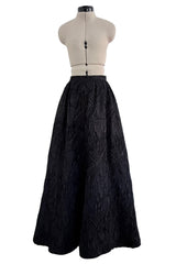 1987-1988 Christian Dior by Marc Bohan Textured Black Silk Skirt & Hand Beaded Corset Set