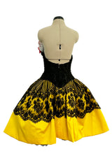 Rare Spring 1988 Christian Lacroix Demi-Couture Luxe Label Strapless Mini Dress w Lace & Bow Details