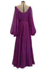 Spring 2024 Christian Dior by Maria Grazia Chiuri Runway Look 75 Purple Silk Chiffon Dress w Huge Balloon Sleeves