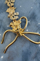 Prettiest Vintage Lanvin Gold Toned Metal Hook Clasp Belt w Attached Leafs & a Bow Front