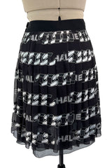 Documented Fall 2001 Chanel by Karl Lagerfeld Runway Black & White Silk Logo Skirt