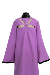 Spring 2020 Gucci by Alessandro Michele Runway Look 64 Purple Cut Out Tunic Dress w Patent Trim