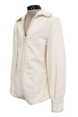 Fabulous Late 1970s Mini Ted by Ted Lapidus Ivory Playsuit w Front Zipper & Rhinestone Trim
