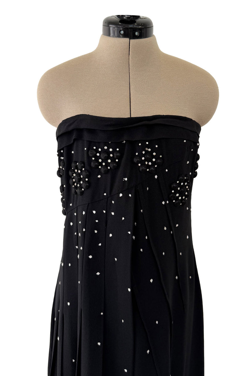 Spring 2007 Christian Dior by John Galliano Black Strapless Inner Corset Dress w Rhinestones & Beads