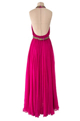 Gorgeous Pre-Fall 2011 Alexander McQueen by Sarah Burton Pink Silk Chiffon Dress w Jeweled Belt