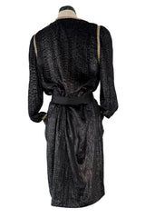 Important Fall 1983 Chanel by Karl Lagerfeld Haute Couture Runway Look 73 Metallic Panne Velvet Dress