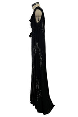 Phenomenal Fall 2006 John Galliano Black Silk Chiffon Dress w Sequins & Beading