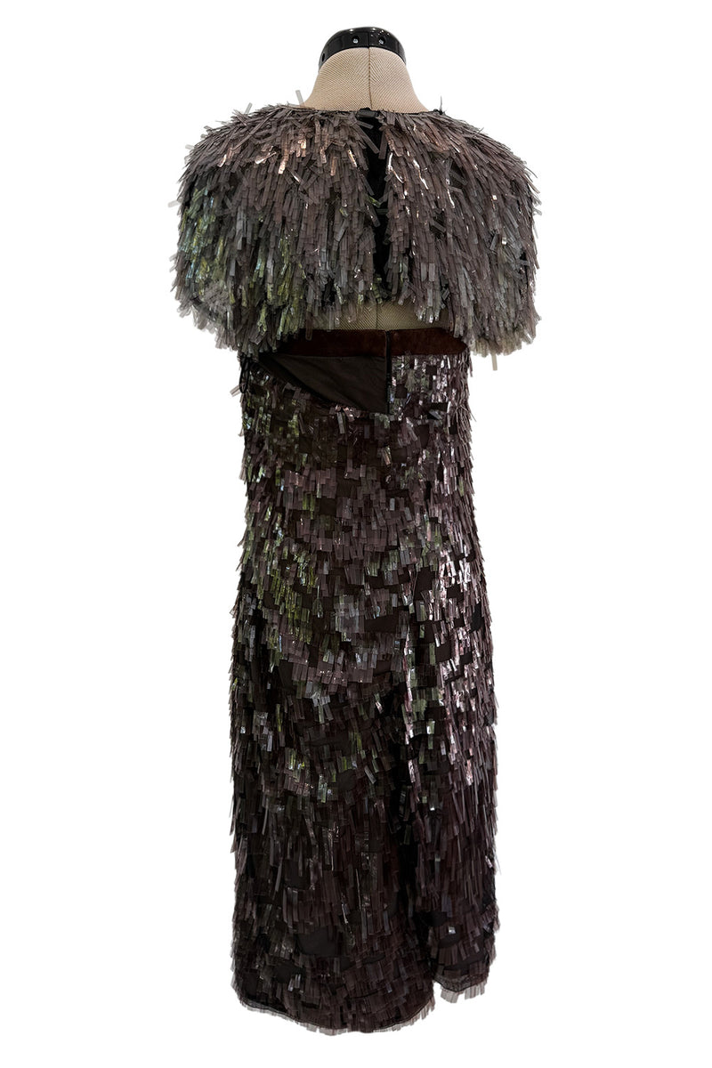 Incredible Fall 2010 Gucci by Frida Giannini Runway Look 45 Strapless Dress Covered w Pailettes & Matching Capelet