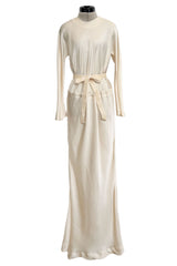 1970s Halston Couture by Roy Halston Bias Cut Silk Dress w Flared Sleeves & Keyhole Back Slit
