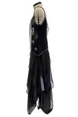 Prettiest Spring 2006 Giorgio Armani Silk Chiffon & Net Skirt and Top Set w Beaded Butterflies