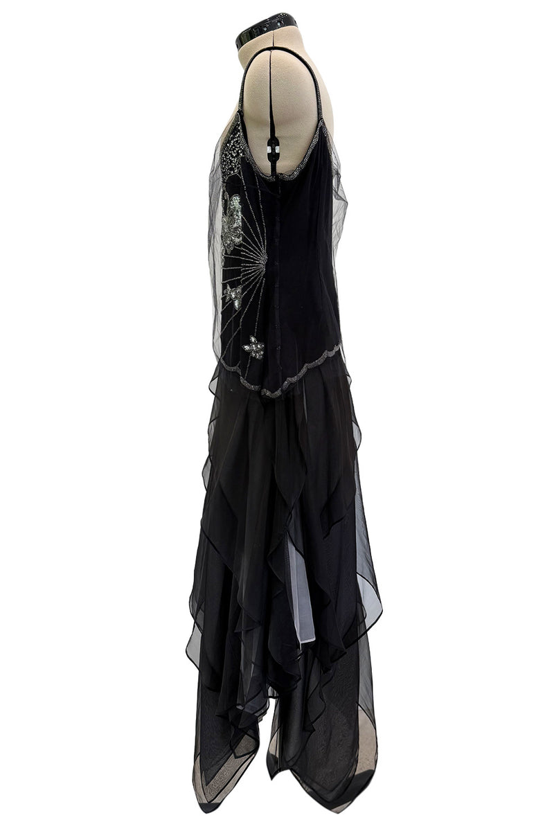 Prettiest Spring 2006 Giorgio Armani Silk Chiffon & Net Skirt and Top Set w Beaded Butterflies