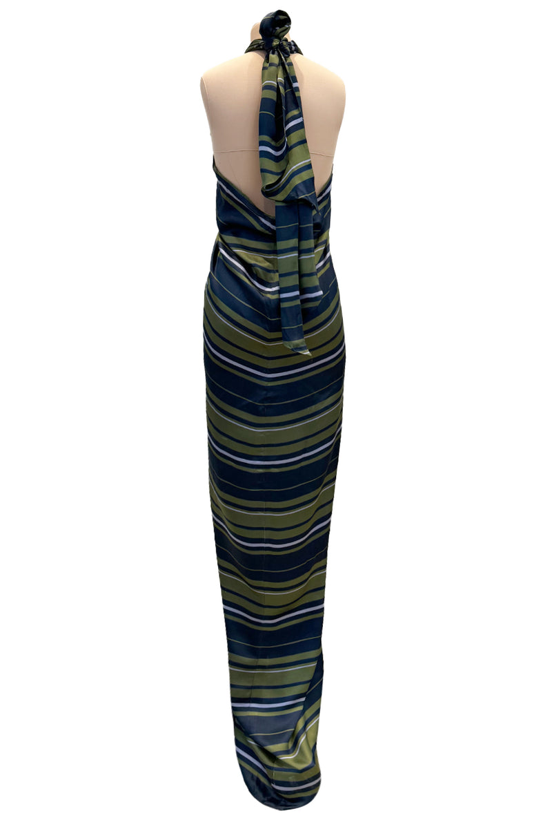 Gorgeous 2014 Lanvin by Alber Elbaz Deep Green & Navy Silk Striped Sar Shrimpton Couture Gorgeous 2014 Lanvin by Alber Elbaz Deep Green & Navy Silk Striped Sar Shrimpton Couture